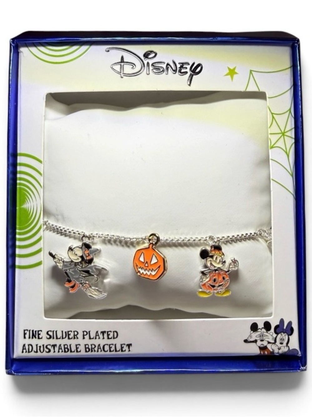Disney Mickey Minnie Halloween Charm Bracelet Pumpkin Witch NIB